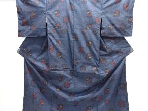 未使用品　亀甲に松・花模様織出し本場泥大島紬着物（5マルキ）